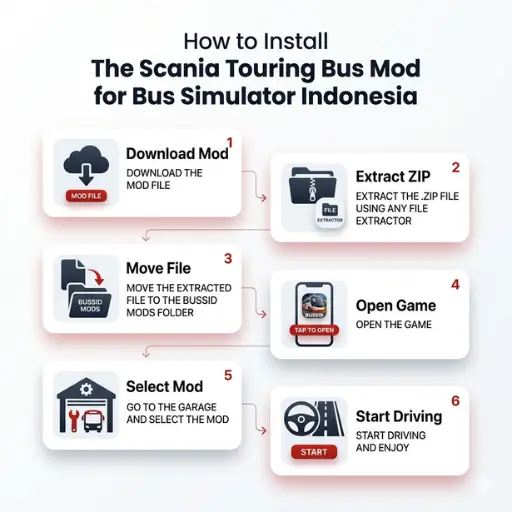 how to install scania touring bus mod for bus simulator indonesia